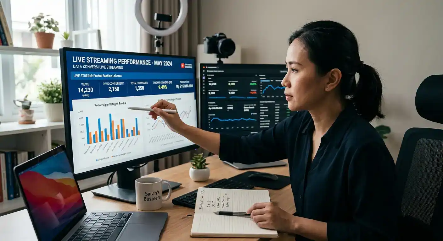 Pemilik Bisnis Menganalisa Data Konversi Live Streaming